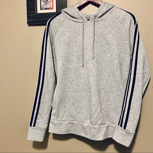 Adidas - Grey hoodie with black stripes & pockets - Picture 2 of 4